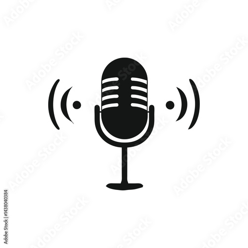 podcast silhouette, Captivating Sounds Black Line & Fill Vector Icon on white background