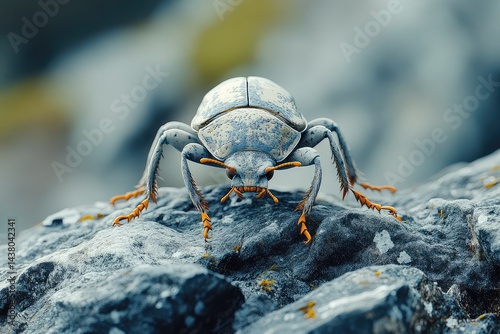 Bug perched on rocks against artsy backdrop creating visually striking image