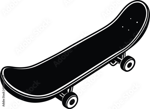 Skateboard Silhouette Side View White Background
