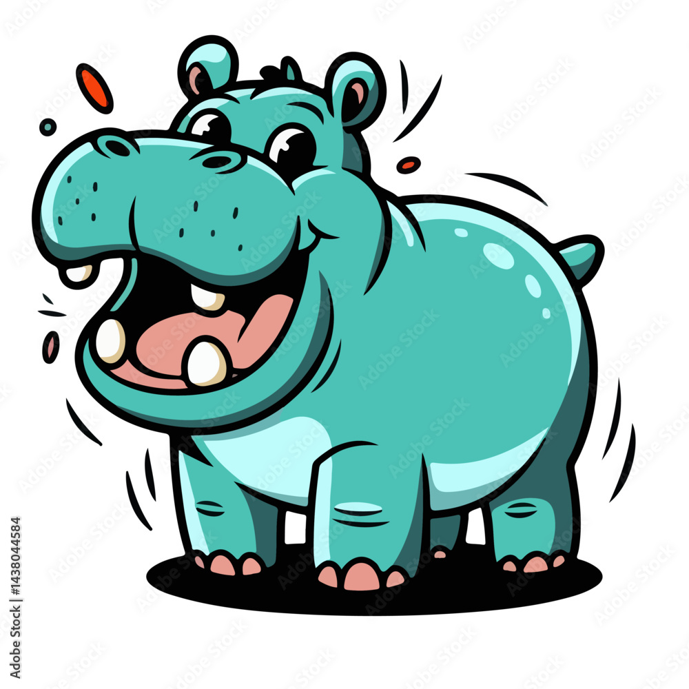 Fototapeta premium Hippo cartoon vector on white background