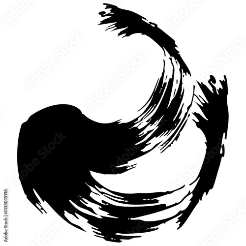 和風素材　筆で描かれたダイナミックな線のイラストセット　ベクター