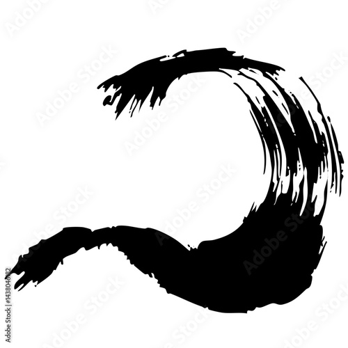 和風素材　筆で描かれたダイナミックな線のイラストセット　ベクター