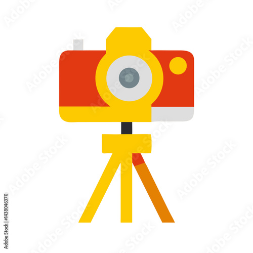 colorful camera on tripod, representing photography and creative expression concept, copy space