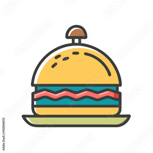 delicious burger with cloche, representing fast food and casual dining concept, copy space
