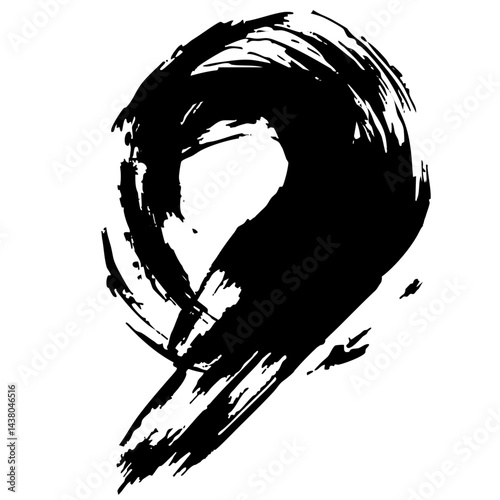 和風素材　筆で描かれたダイナミックな線のイラストセット　ベクター