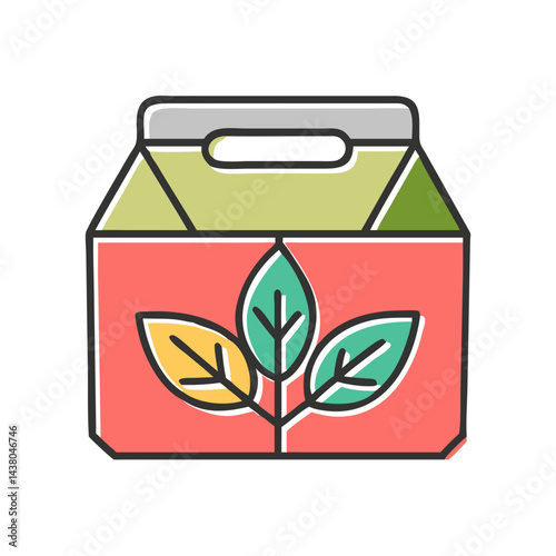 box with leaf design, representing eco-friendly packaging and organic product, copy space