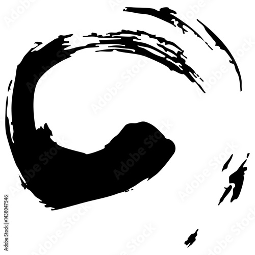 和風素材　筆で描かれたダイナミックな線のイラストセット　ベクター