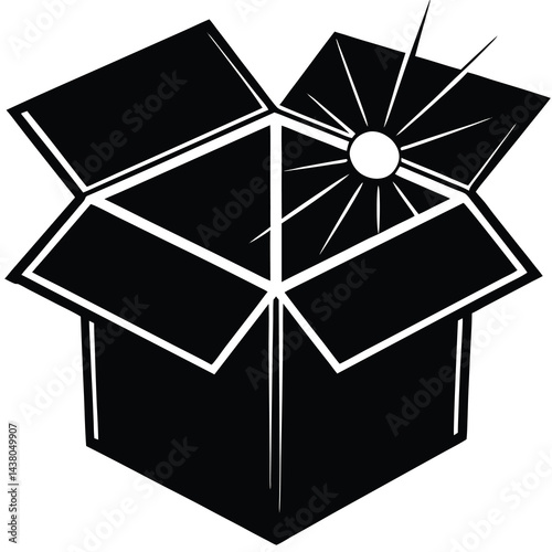Open Box with Shining Light Icon