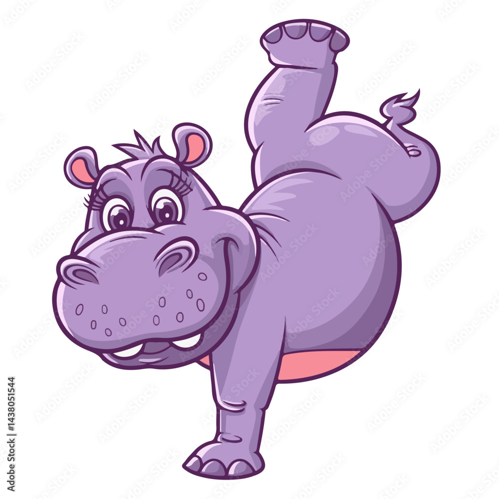 Fototapeta premium Hippo cartoon vector on white background
