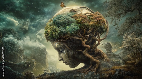 Obraz na płótnie Nurturing the Mind, A Surreal Journey of Education and Growth. w salonie
