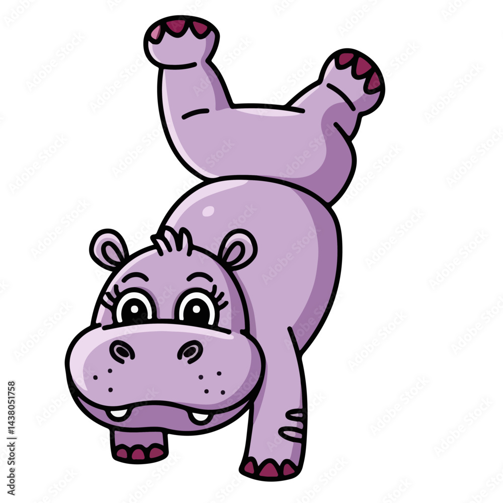Fototapeta premium Hippo cartoon vector on white background