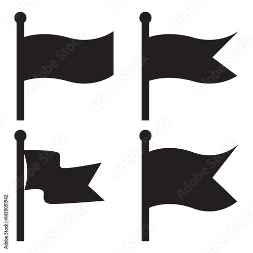 Set of red flag icon. Waving flag. Different flag set. on white background. Vector illustration.