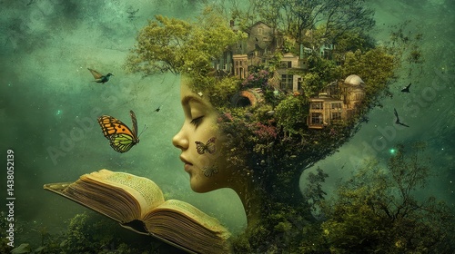 Obraz na płótnie Nurturing the Mind, A Surreal Journey of Education and Growth. w salonie