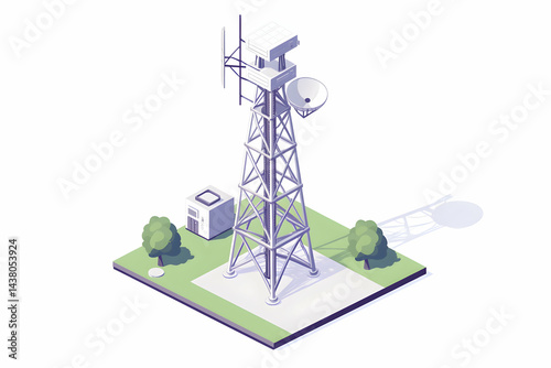 Isometric Pixel Art Communication Tower
