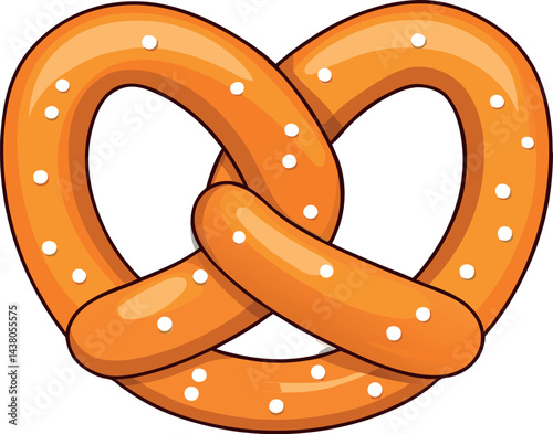 Ultra-Realistic Golden Pretzel Vector Illustration with Coarse Salt – Artisanal Gourmet Snack Design for Food, Bakery & Culinary Packaging