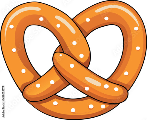 Ultra-Realistic Golden Pretzel Vector Illustration with Coarse Salt – Artisanal Gourmet Snack Design for Food, Bakery & Culinary Packaging