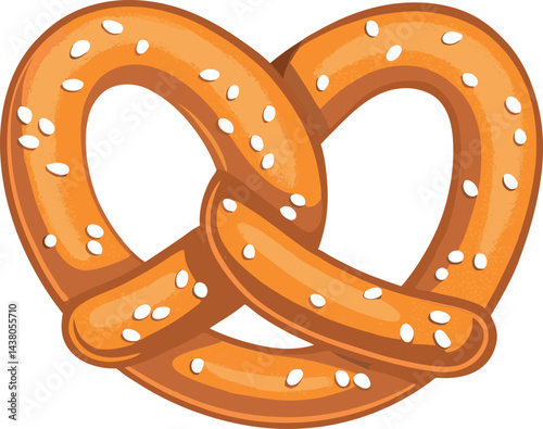 Ultra-Realistic Golden Pretzel Vector Illustration with Coarse Salt – Artisanal Gourmet Snack Design for Food, Bakery & Culinary Packaging
