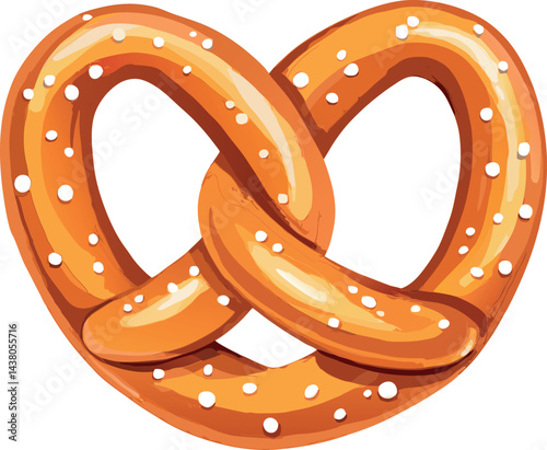 Ultra-Realistic Golden Pretzel Vector Illustration with Coarse Salt – Artisanal Gourmet Snack Design for Food, Bakery & Culinary Packaging