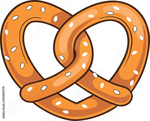 Ultra-Realistic Golden Pretzel Vector Illustration with Coarse Salt – Artisanal Gourmet Snack Design for Food, Bakery & Culinary Packaging