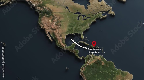 Map of Dominican Republic Highlighting Location in Caribbean Sea  