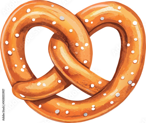 Ultra-Realistic Golden Pretzel Vector Illustration with Coarse Salt – Artisanal Gourmet Snack Design for Food, Bakery & Culinary Packaging