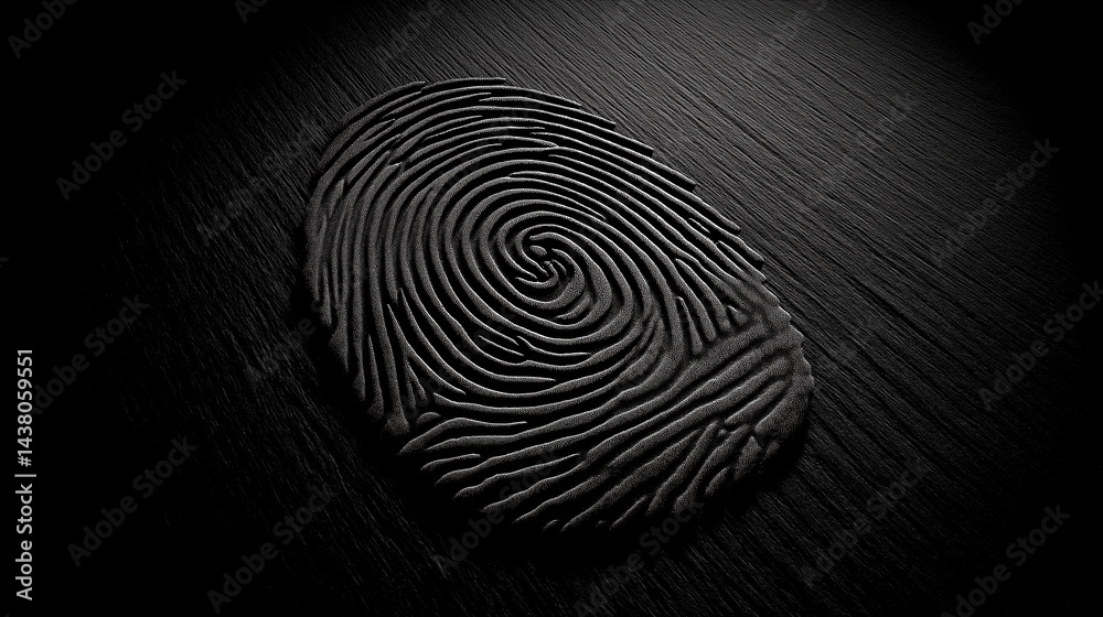Fingerprint glowing on dark background representing identity and security Fingerprint glowing on dark background representing identity and security
