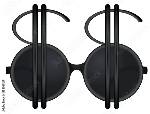 Black glasses with usd icon. vector