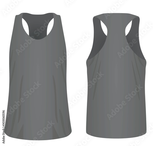 Grey  sleeveless t shirt. vector illustration
