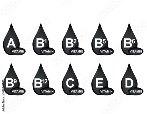 Vitamin complex set. vector illustration