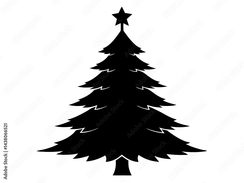 Obraz premium Christmas Tree Vector Illustration | Christmas Tree Silhouette SVG Design for Holiday Crafts
