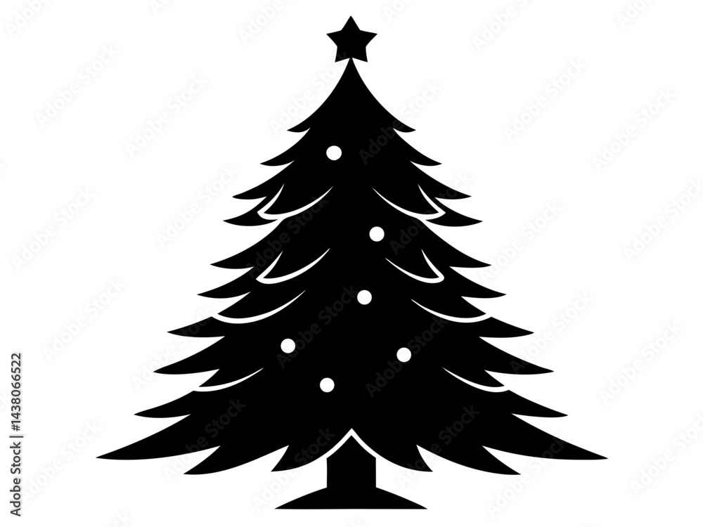 Obraz premium Christmas Tree Vector Illustration | Christmas Tree Silhouette SVG Design for Holiday Crafts