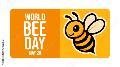 World Bee Day. May 20. Vector illustration. Holiday banner, card, poster and background template.