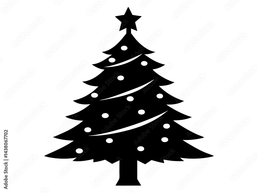 Fototapeta premium Christmas Tree Vector Illustration | Christmas Tree Silhouette SVG Design for Holiday Crafts