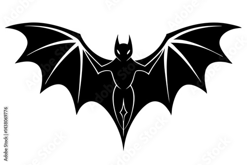 Black bat silhouette with open wings elegant flying creature illustration, bat, silhouette, black, wing, wings, flying, creature, halloween, animal, mammal, nocturnal, night, nature, gothic, vector