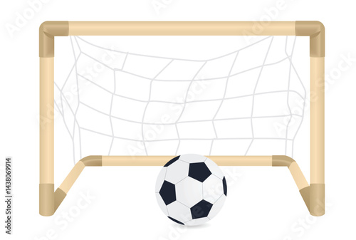 Kids goal post frame and ball.  vector