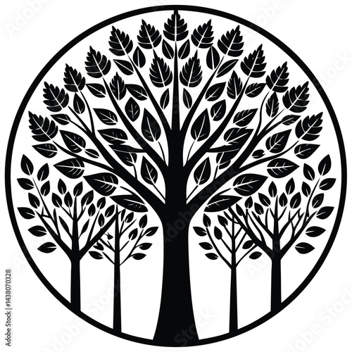 Poplar trees icon on white background 