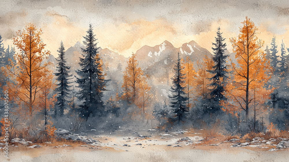 Fototapeta premium Autumn exploration in the mountains nature artwork serene landscape tranquil environment scenic viewpoint