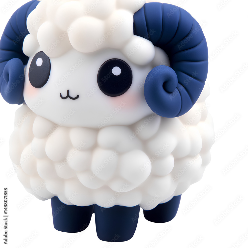 Obraz premium Cute little sheep, blind box toy-style, anime art style transparent background