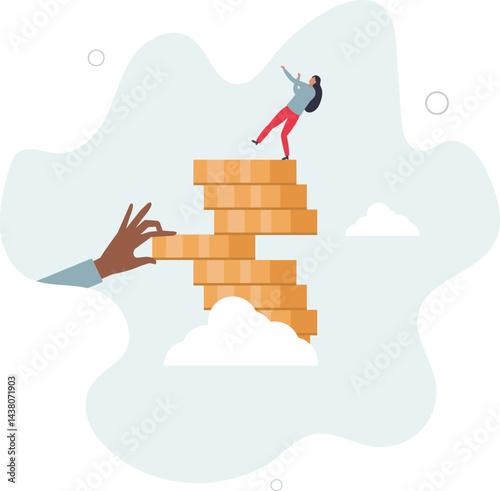 Investment risk from stock market crash, pull money or liquidity back, market volatility, unstable and uncertainty concept. character life .