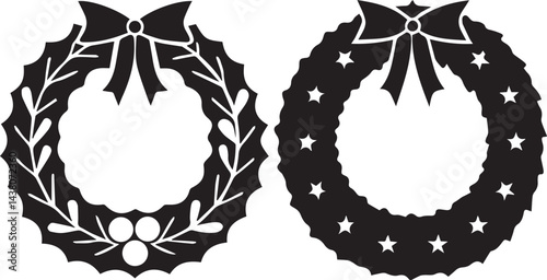 christmas wreath set silhouette vector, christmas wreath silhouette vector icon, christmas wreath logo vector