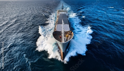 a dramatic aerial view of a ship s bow cutting through turbulent waves showcasing maritime power and adventure