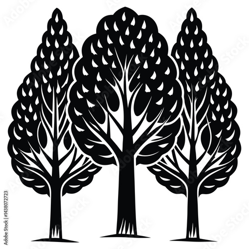 Poplar trees icon on white background 