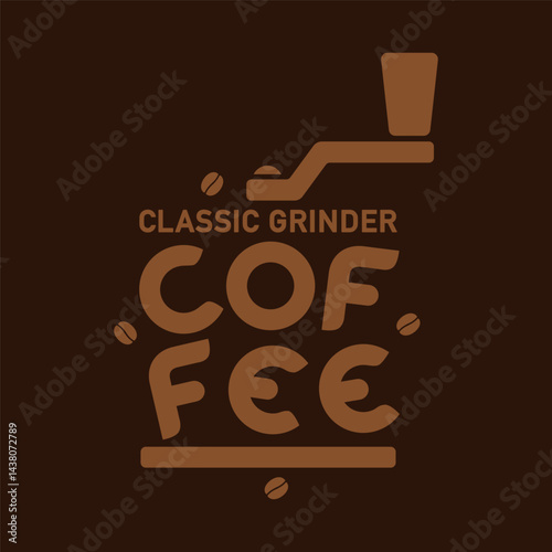 Classic grinder illustration showcasing coffee beans and a cup in a cozy setting during morning light