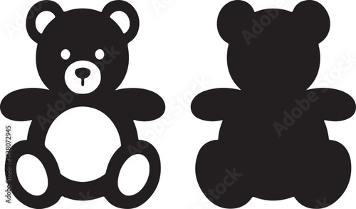 black teddy bears vector sitting silhouette facing forward
