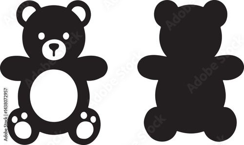black teddy bears vector sitting silhouette facing forward