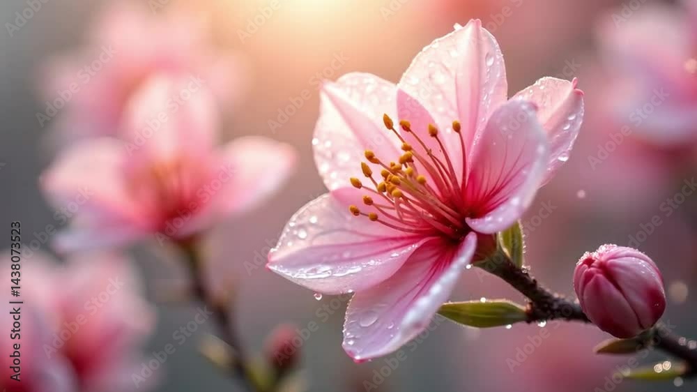 Delicate Pink Blossom Display: A Close-Up of Springtime Beauty and Tranquility Delicate Pink Blossom Display: A Close-Up of Springtime Beauty and Tranquility
