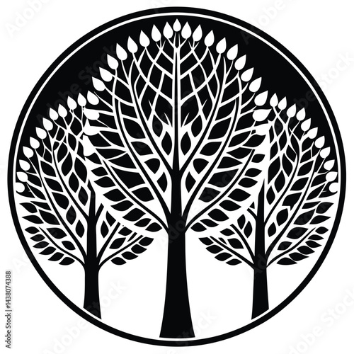 Poplar trees icon on white background 