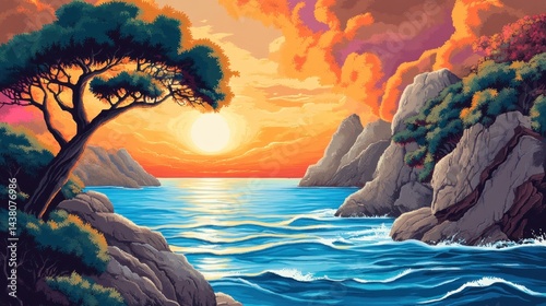 Sunset Serenity: A Coastal Paradise at Golden Hour