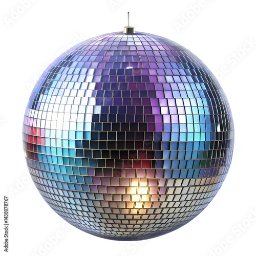 Disco Ball Image Sparkling Mirror Ball for Party Backgrounds isolated on transparent background