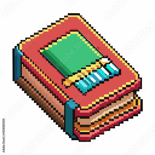 Retro Pixel Art Book Icon   Colorful and Detailed 8 Bit Style